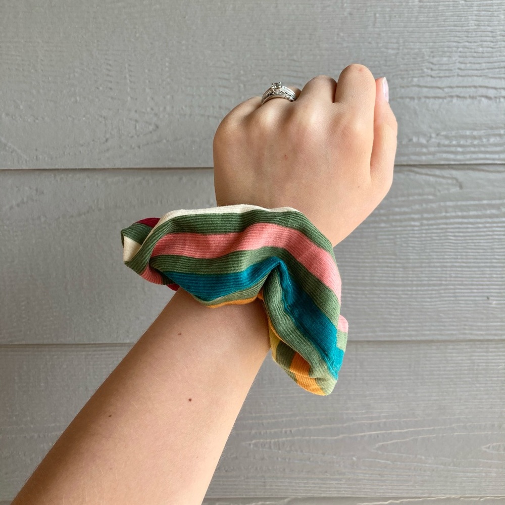 Fall Stripped corduroy scrunchie